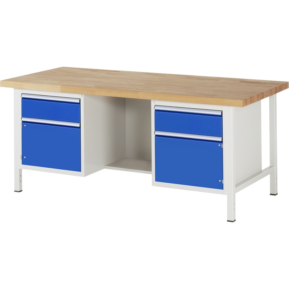 Productafbeelding nr. 1: Werkbank RAU serie 8000, 2 kasten, 1 draaideur, hxbxd 840 x 2.000 x 900 mm, 2 lades