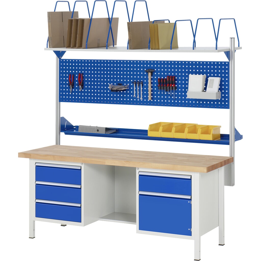 Productafbeelding nr. 8: Werkbank RAU serie 8000, 2 kasten, 1 draaideur, hxbxd 840-1.040 x 2.000 x 700 mm, 2 lades