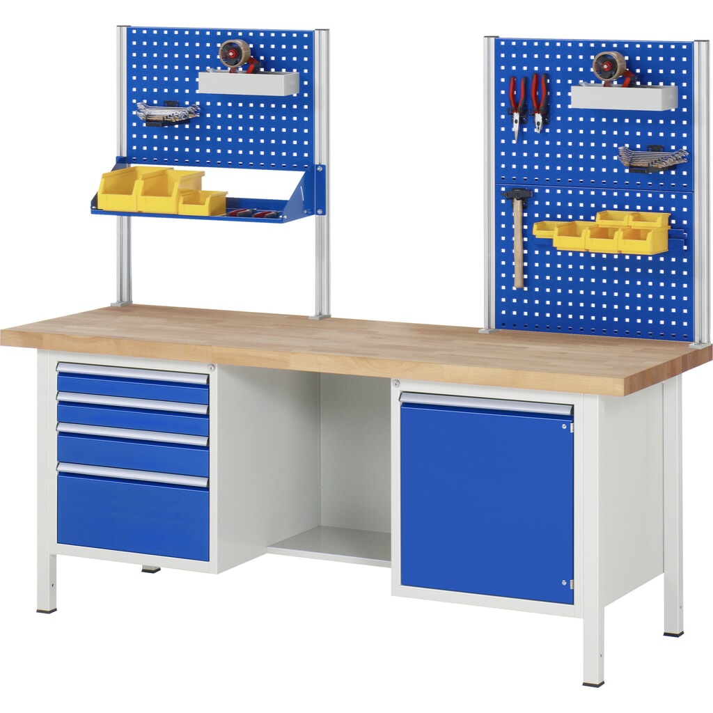 Productafbeelding nr. 9: Werkbank RAU serie 8000, 2 kasten, 1 draaideur, hxbxd 840-1.040 x 2.000 x 700 mm, 2 lades