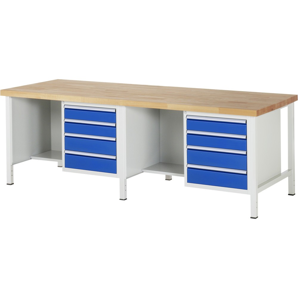 Productafbeelding nr. 1: Werkbank RAU serie 8000, 2 kasten, hxbxd 840-1.040 x 2.500 x 900 mm, 8 x voor 100% uittrekbare lades
