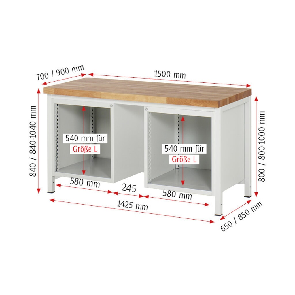 Werkbank RAU serie 8000, 2 kasten, hxbxd 840-1.040 x 1.500 x 700 mm, 10 x voor 90% uittrekbare lades 4 x 60, 2 x 120, 4 x 150 mm Productafbeelding nr. 7: Werkbank RAU serie 8000, 2 kasten, hxbxd 840-1.040 x 1.500 x 700 mm, 10 x voor 90% uittrekbare lades 4 x 60, 2 x 120, 4 x 150 mm
