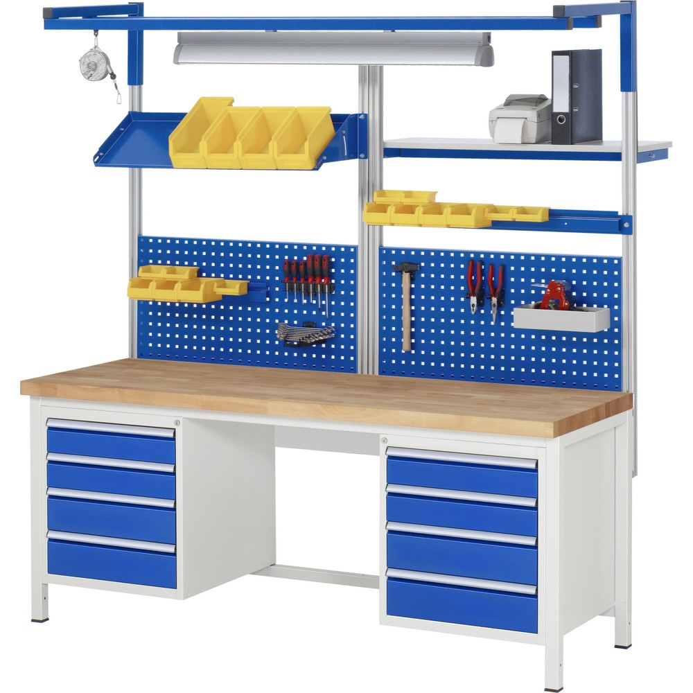 Productafbeelding nr. 5: Werkbank RAU serie 8000, 2 kasten, hxbxd 840-1.040 x 2.000 x 700 mm, 8 x voor 90% uittrekbare lades 4 x 90, 2 x 150, 2 x 210 mm