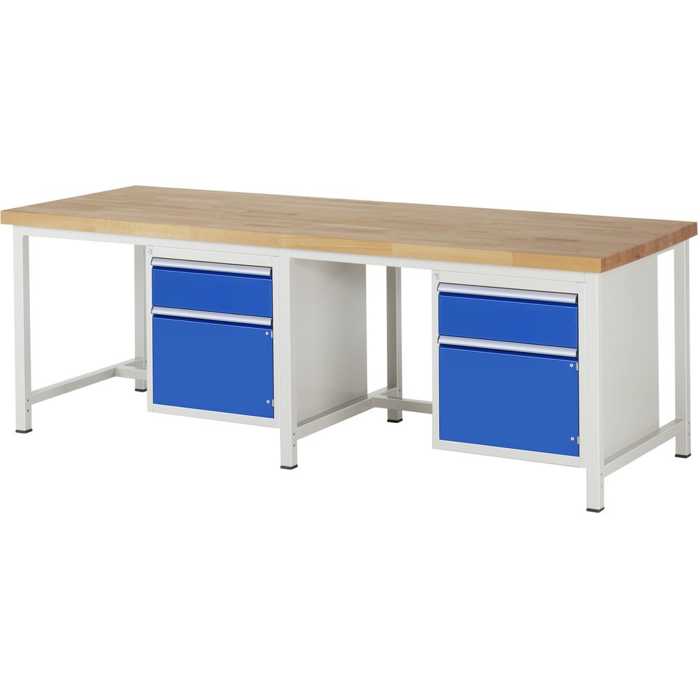 Productafbeelding nr. 1: Werkbank RAU serie 8000, 2 kasten, 1 draaideur, hxbxd 840-1.040 x 2.500 x 900 mm, 2 lades
