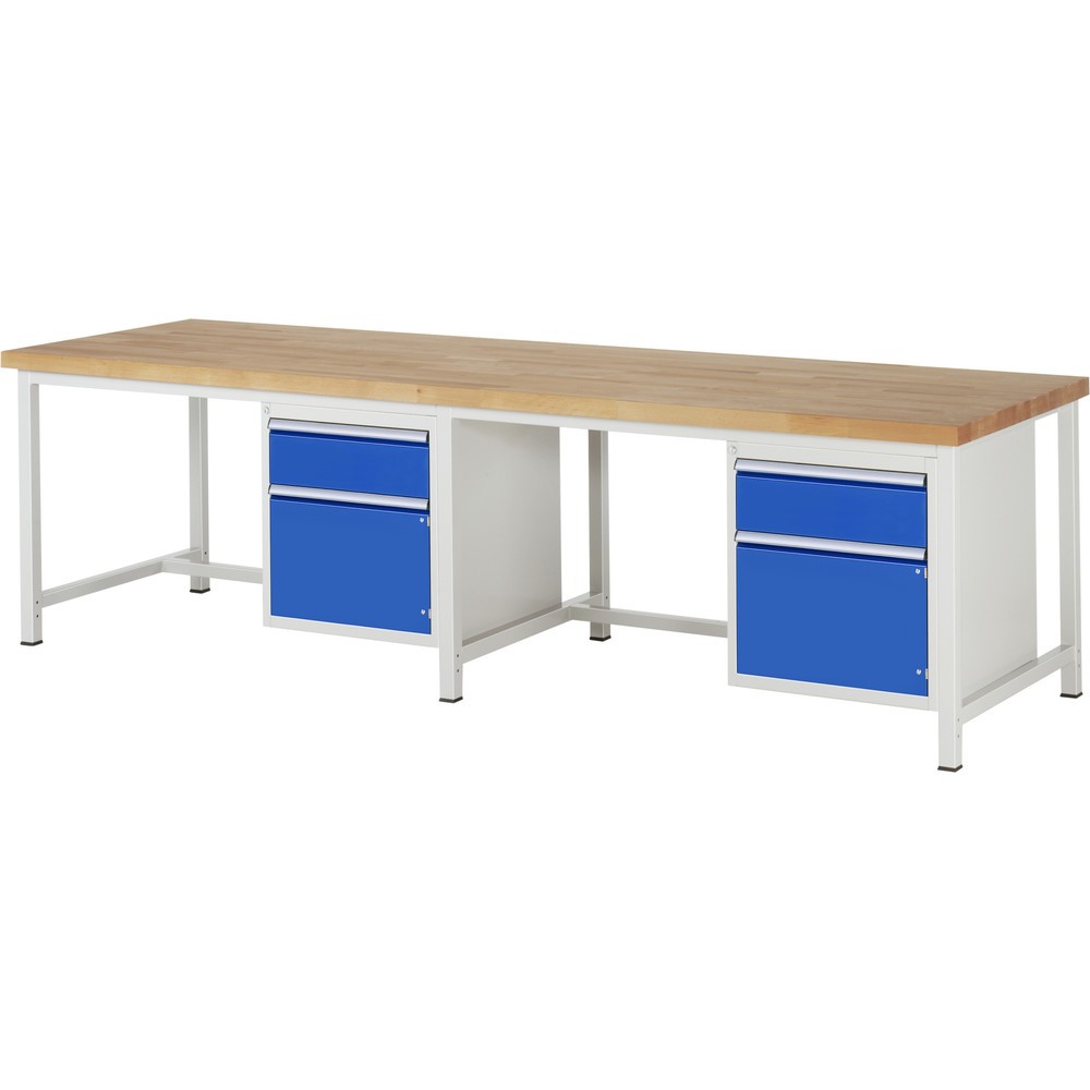 Productafbeelding nr. 1: Werkbank RAU serie 8000, 2 kasten, 2 draaideuren, hxbxd 840-1.040 x 3.000 x 900 mm, 2 lades
