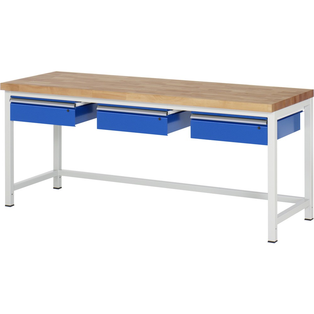 Productafbeelding nr. 1: Werkbank RAU serie 8000, hxbxd 840-1.040 x 2.000 x 700 mm, 3 lades, draagvermogen lade 50 kg
