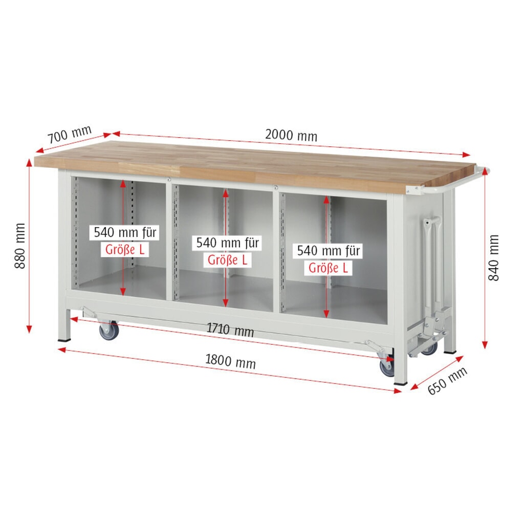 Werkbank RAU serie 8000 met neerlaatbaar onderstel, 1 driedubbele kast, hxbxd 880 x 2.000 x 700 mm, 4 x voor 90% uittrekbare lades, 1 legbord Productafbeelding nr. 8: Werkbank RAU serie 8000 met neerlaatbaar onderstel, 1 driedubbele kast, hxbxd 880 x 2.000 x 700 mm, 4 x voor 90% uittrekbare lades, 1 legbord