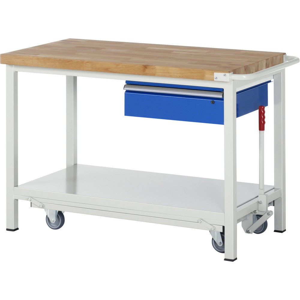 Product afbeelding: RAU werkbank met dolly serie 8000, h x b x d 880 x 1.250 x 700 mm, legbord onderaan, met 1 lade