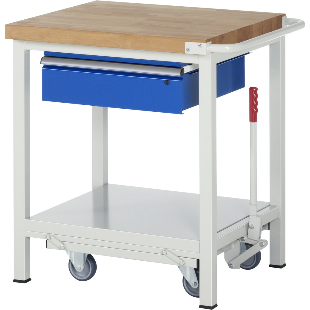 Product afbeelding: RAU werkbank met dolly serie 8000, h x b x d 880 x 750 x 700 mm, legbord onderaan, met 1 lade