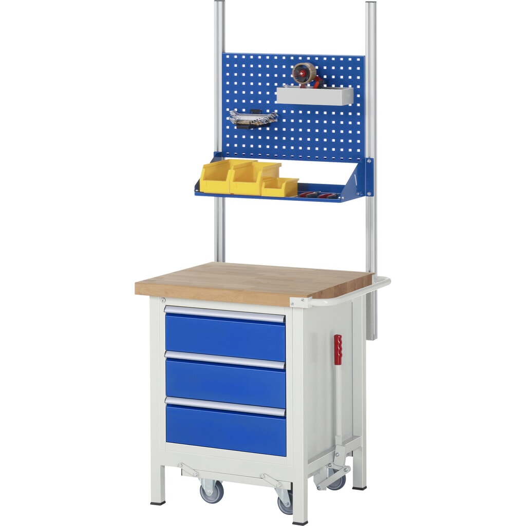 Productafbeelding nr. 9: Werkbank RAU serie 8000 met neerlaatbaar onderstel, 1 kast, hxbxd 880 x 750 x 700 mm, 5 x voor 100% uittrekbare lades, draagvermogen lade 100 kg