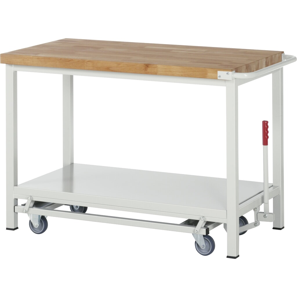 Productafbeelding nr. 6: Werkbank RAU serie 8000 met neerlaatbaar onderstel, 1 dubbele kast, hxbxd 880 x 1.250 x 700 mm, 4 x voor 90% uittrekbare lades, 1 legbord