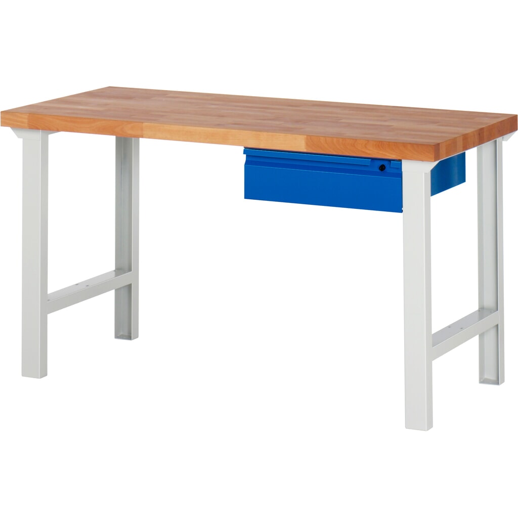 Werkbank Steinbock®, met lade, hxbxd 840 x 1.500 x 700 mm, RAL 7035 / 5010 Product afbeelding: Werkbank Steinbock®, met lade, hxbxd 840 x 1.500 x 700 mm, RAL 7035 / 5010