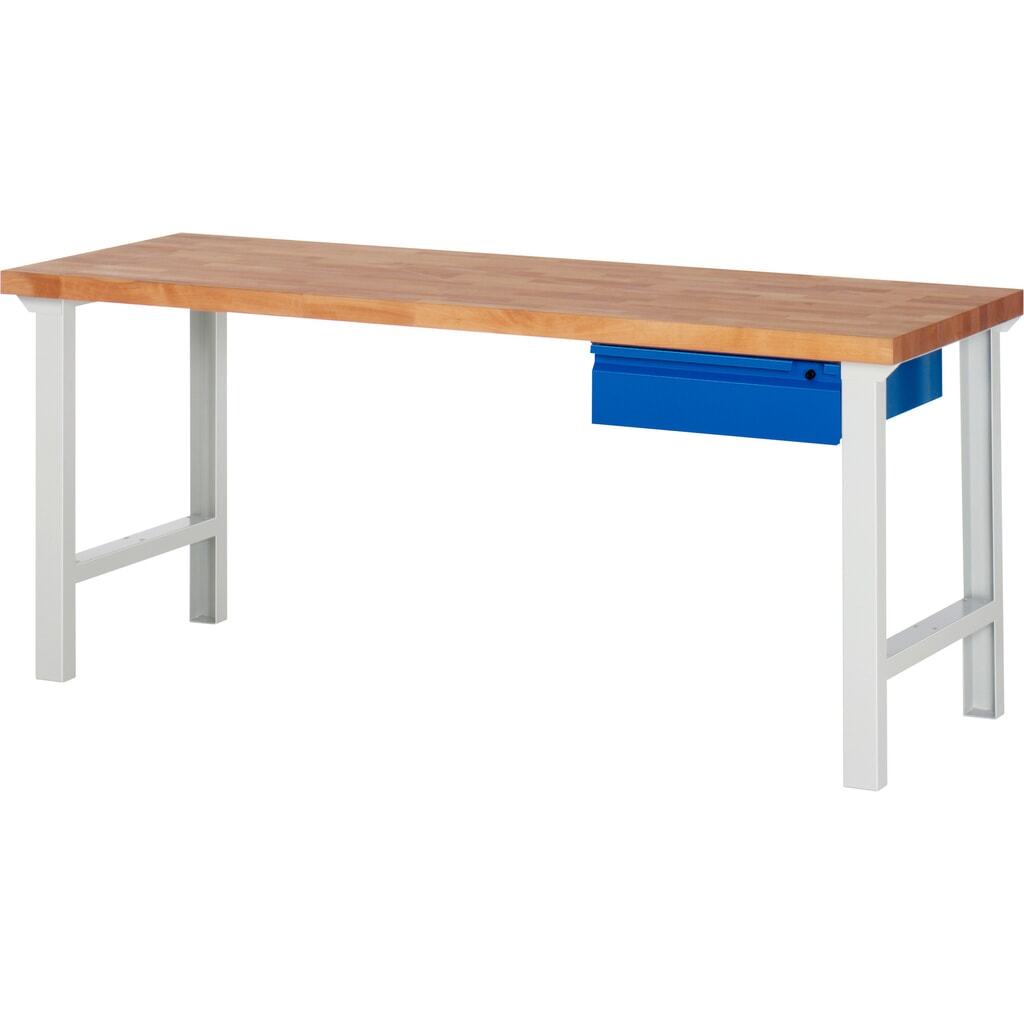 Werkbank Steinbock®, met lade, hxbxd 840 x 2.000 x 700 mm, RAL 7035 / 5010 Product afbeelding: Werkbank Steinbock®, met lade, hxbxd 840 x 2.000 x 700 mm, RAL 7035 / 5010