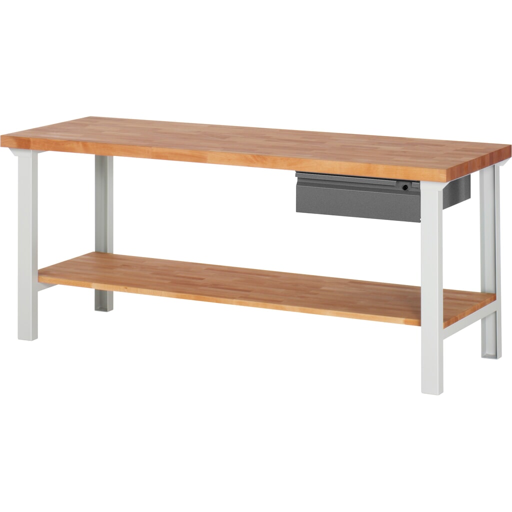 Product afbeelding: Werkbank Steinbock®, met lade en legbord, hxbxd 840 x 2.000 x 700 mm, RAL 7035 / 7016