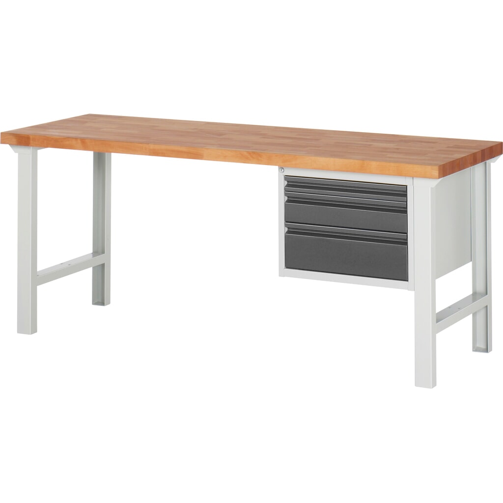 Werkbank Steinbock®, met 3 lades, hxbxd 840 x 2.000 x 700 mm, RAL 7035 / 7016 Product afbeelding: Werkbank Steinbock®, met 3 lades, hxbxd 840 x 2.000 x 700 mm, RAL 7035 / 7016