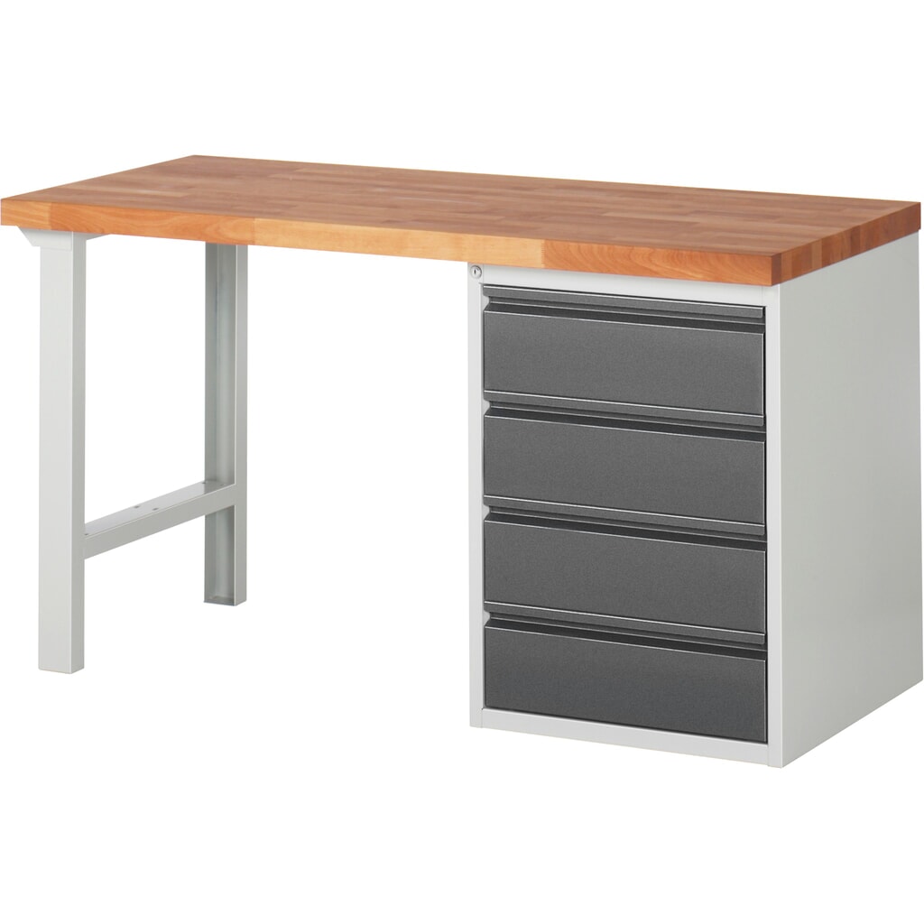Werkbank Steinbock®, met 4 lades, hxbxd 840 x 1.500 x 700 mm, RAL 7035 / 7016 Product afbeelding: Werkbank Steinbock®, met 4 lades, hxbxd 840 x 1.500 x 700 mm, RAL 7035 / 7016