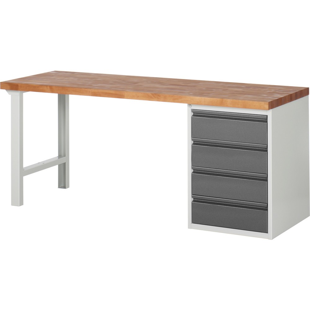 Product afbeelding: Werkbank Steinbock®, met 4 lades, hxbxd 840 x 2.000 x 700 mm, RAL 7035 / 7016