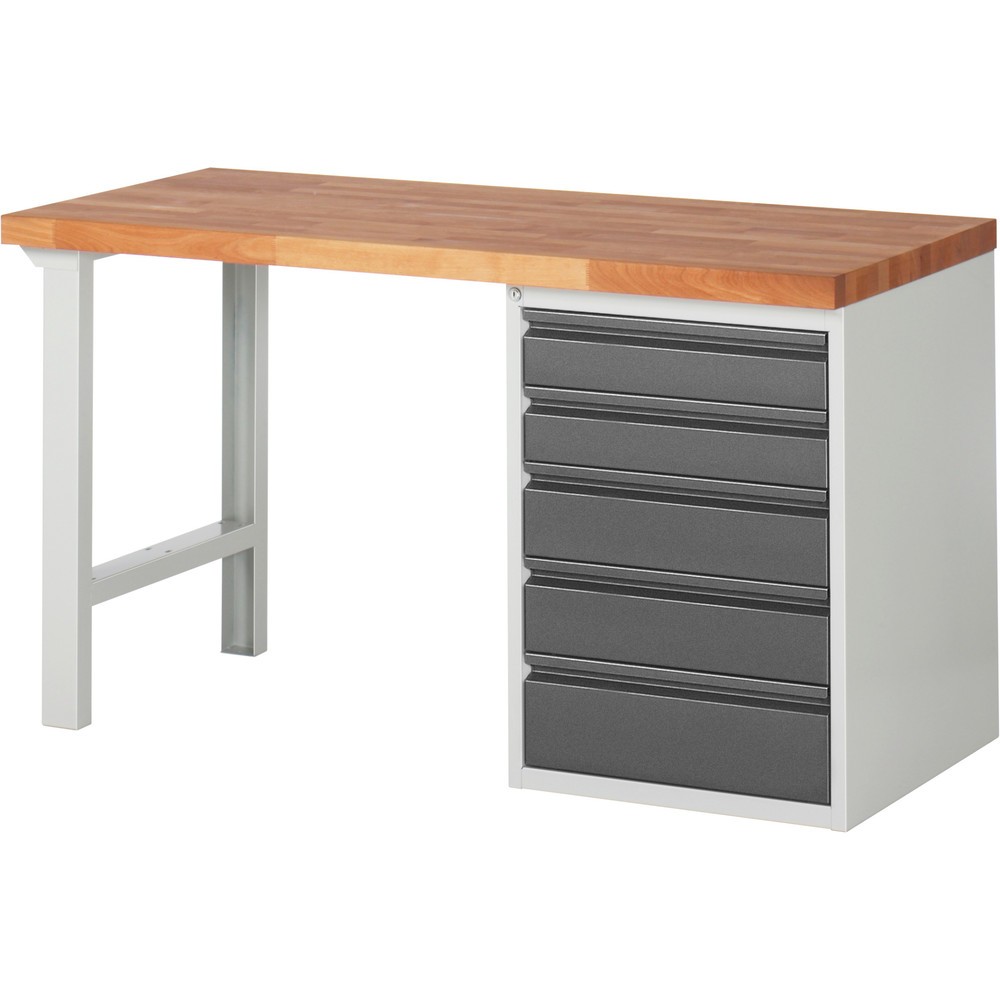 Product afbeelding: Werkbank Steinbock®, met 5 lades, hxbxd 840 x 1.500 x 700 mm, RAL 7035 / 7016