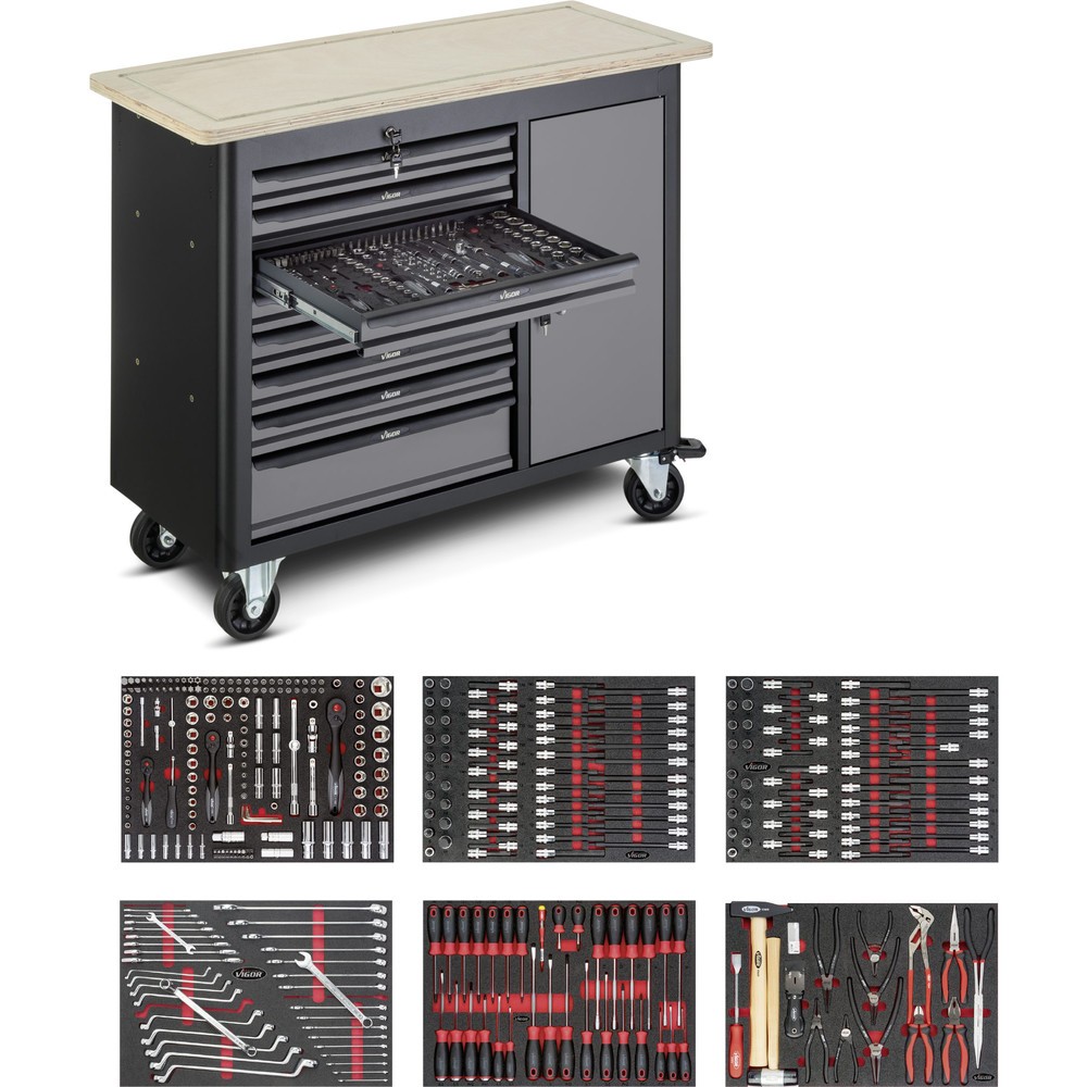 Productafbeelding nr. 1: Werkbank VIGOR® 1000, incl. 385-delig assortiment, 8 lades + 1 kast
