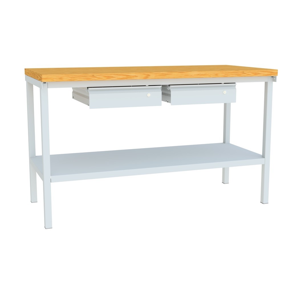 Productafbeelding nr. 4: Werkbanktafel PAVOY met 2 lades + aflegvlak, hxbxd 900 x 1.500 x 700 mm, lichtgrijs, lichtgrijs