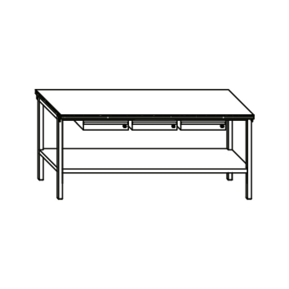 Productafbeelding nr. 5: Werkbanktafel PAVOY met 3 lades + aflegvlak, hxbxd 900 x 2.000 x 700 mm, lichtgrijs, gentiaanblauw