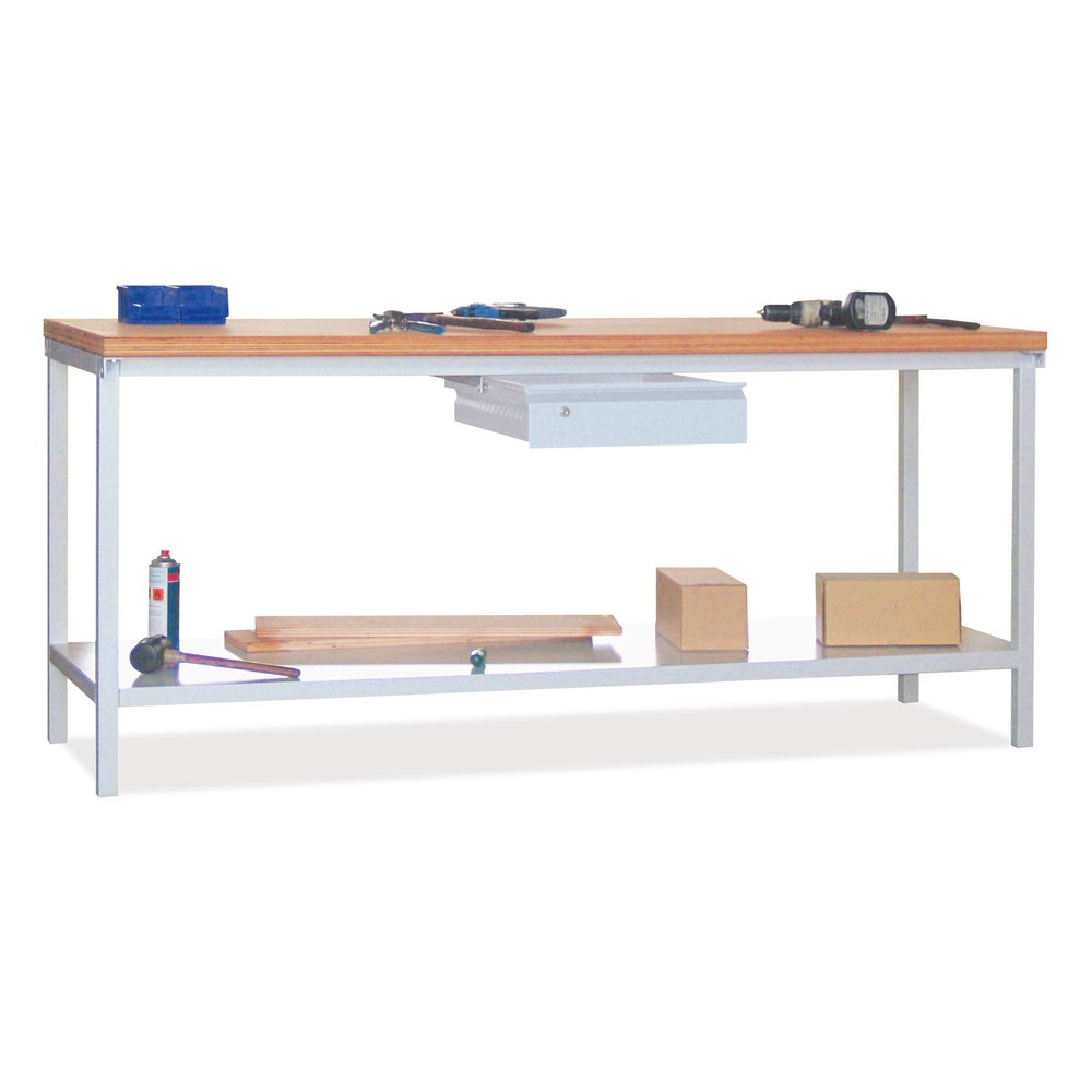 Productafbeelding nr. 3: Werkbanktafel PAVOY met lade + aflegvlak, hxbxd 900 x 2.000 x 700 mm, antracietgrijs, gentiaanblauw