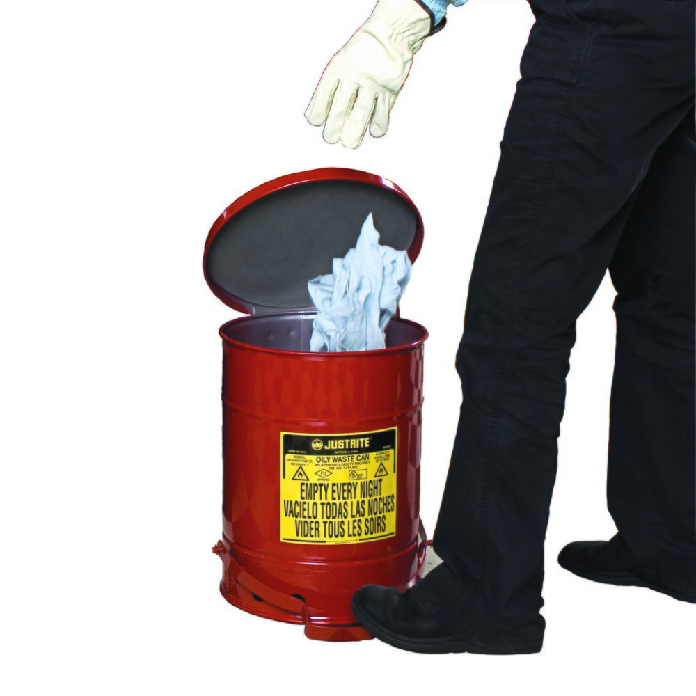 Productafbeelding nr. 2: Justrite werkbankverzamelbak SoundGuard™, voetpedaal, rood, 20 liter