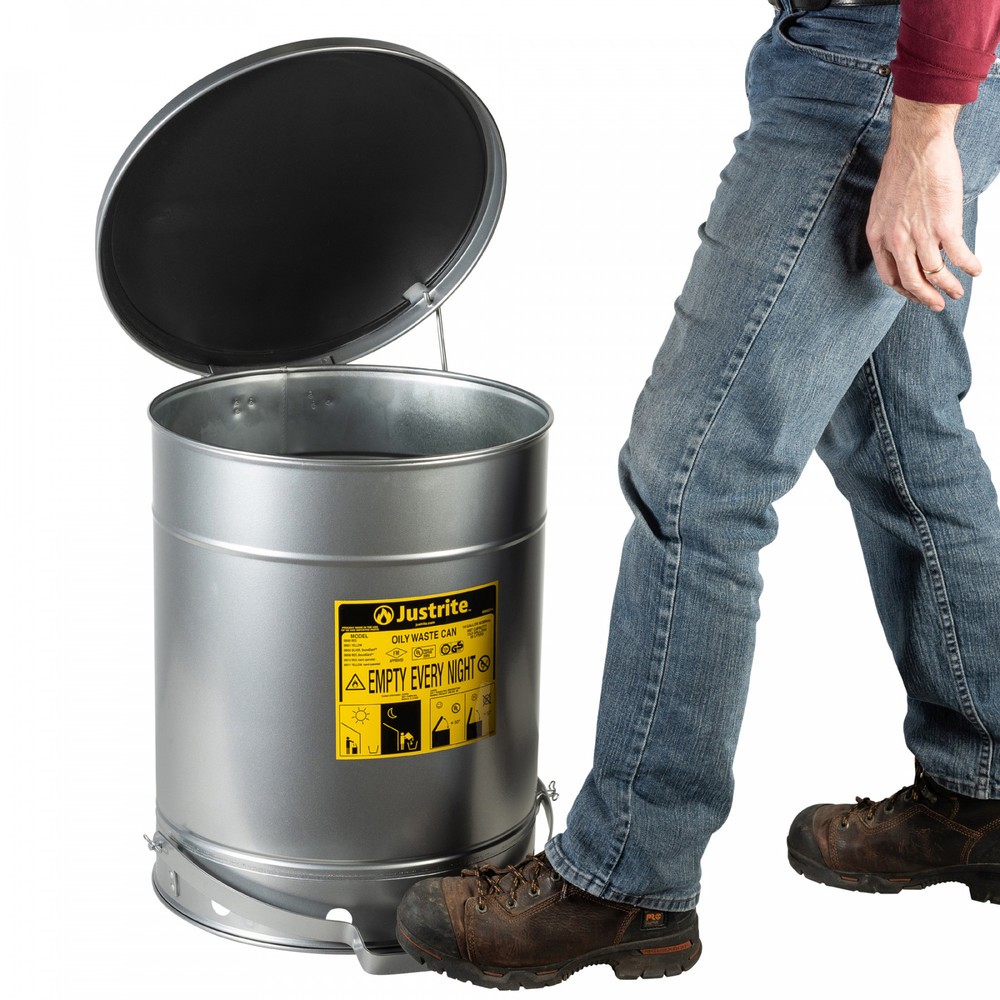 Productafbeelding nr. 2: Justrite werkbankverzamelbak SoundGuard™, voetpedaal, zilver, 52 liter