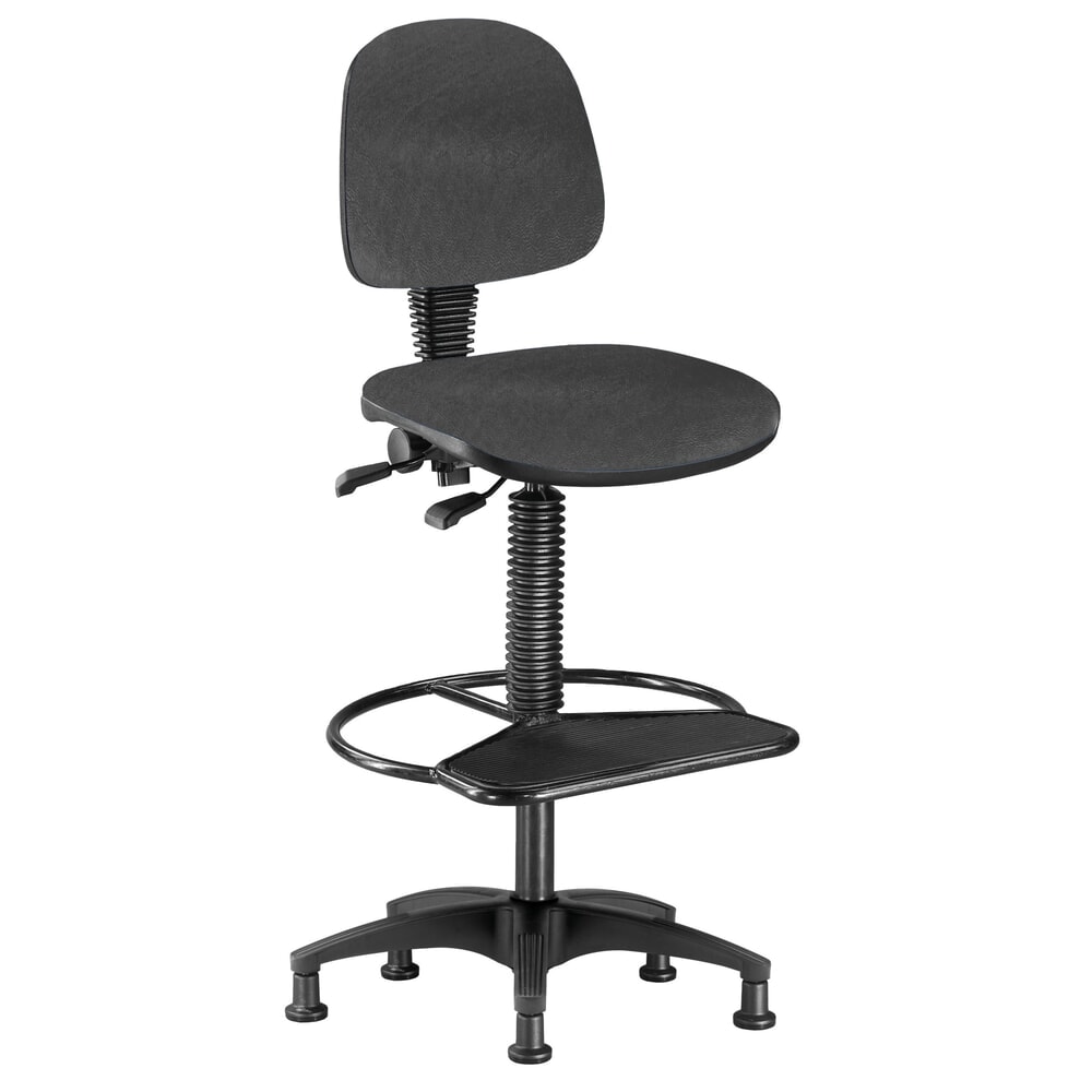 Productafbeelding nr. 1: Werkdraaistoel BM Industrie, kunstleer, zithoogte 680-800 mm, vloerglijders, voetring met plaat, grijs