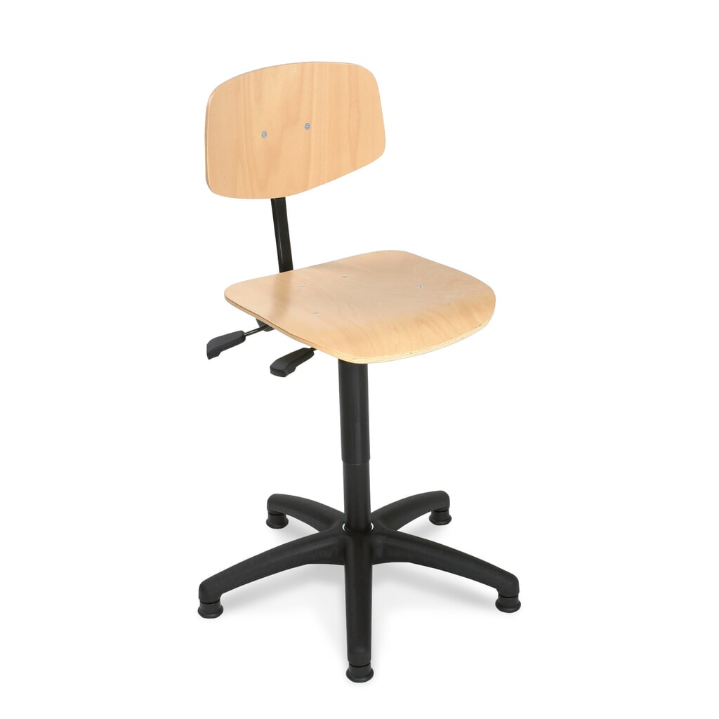 Werkdraaistoel Easy beuken, zithoogte 430-630 mm, kunststof onderstel, vloerglijders Product afbeelding: Werkdraaistoel Easy beuken, zithoogte 430-630 mm, kunststof onderstel, vloerglijders