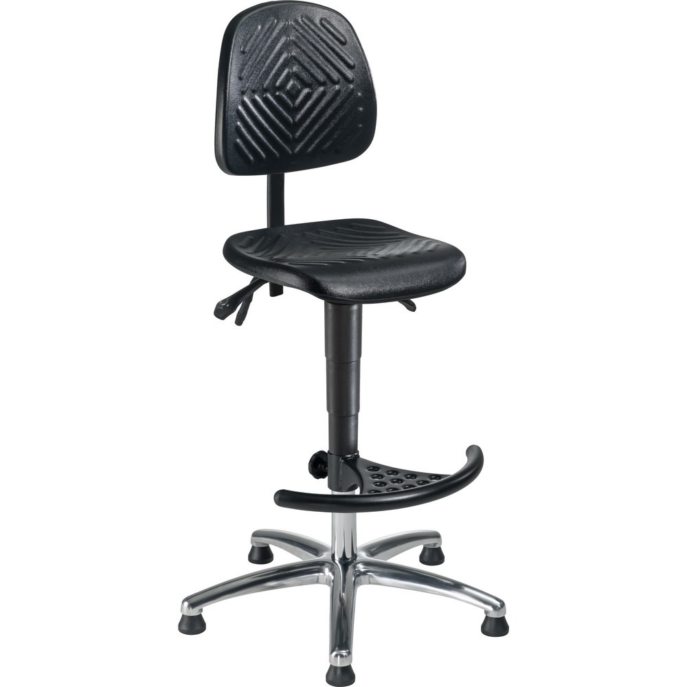 Product afbeelding: Werkdraaistoel High-Level, zithoogte 600-840 mm, stalen onderstel verchroomd, vloerglijders, voetsteun