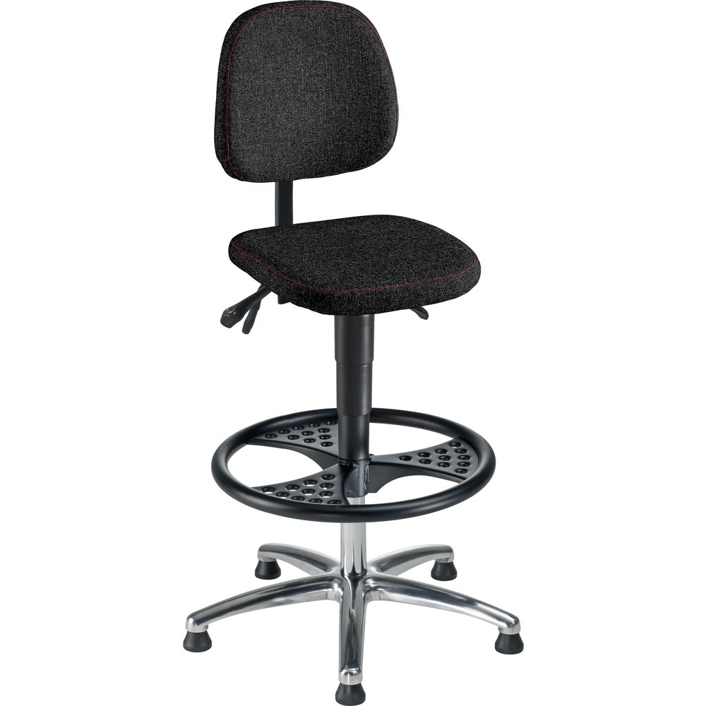 Product afbeelding: Werkdraaistoel High-Level II, stofbekleding, zithoogte 615-885 mm, stalen onderstel verchroomd, vloerglijders, voetring