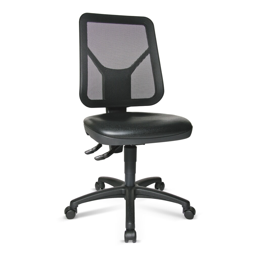 Werkdraaistoel Topstar® Tec 80 PK, zithoogte 410-530 mm, netrugleuning, wielen, zwart Product afbeelding: Werkdraaistoel Topstar® Tec 80 PK, zithoogte 410-530 mm, netrugleuning, wielen, zwart