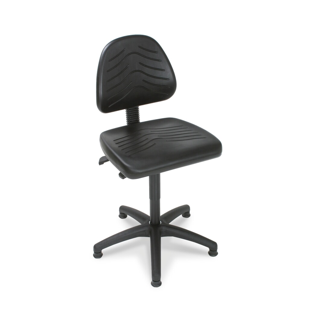 Werkdraaistoel Universal, zithoogte 450-640 mm, kunststof onderstel, vloerglijders, kunstleer, zwart Product afbeelding: Werkdraaistoel Universal, zithoogte 450-640 mm, kunststof onderstel, vloerglijders, kunstleer, zwart