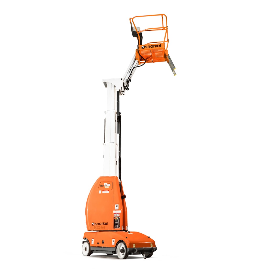 Werkkooi met telescoop hefmast Snorkel MB20J, elektrisch verrijdbaar, draagvermogen 215 kg, werkhoogte max. 8,1 m, reikwijdte max. 2,6 m Product afbeelding: Werkkooi met telescoop hefmast Snorkel MB20J, elektrisch verrijdbaar, draagvermogen 215 kg, werkhoogte max. 8,1 m, reikwijdte max. 2,6 m