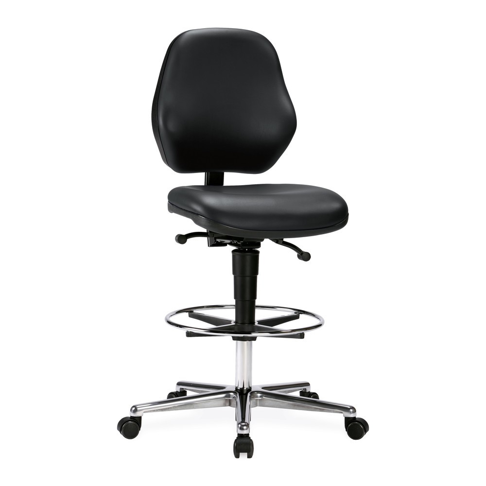 Product afbeelding: Werkkruk bimos Smart met zitstopwielen, kunstleer, zithoogte 660-910 mm, voetring, zwart
