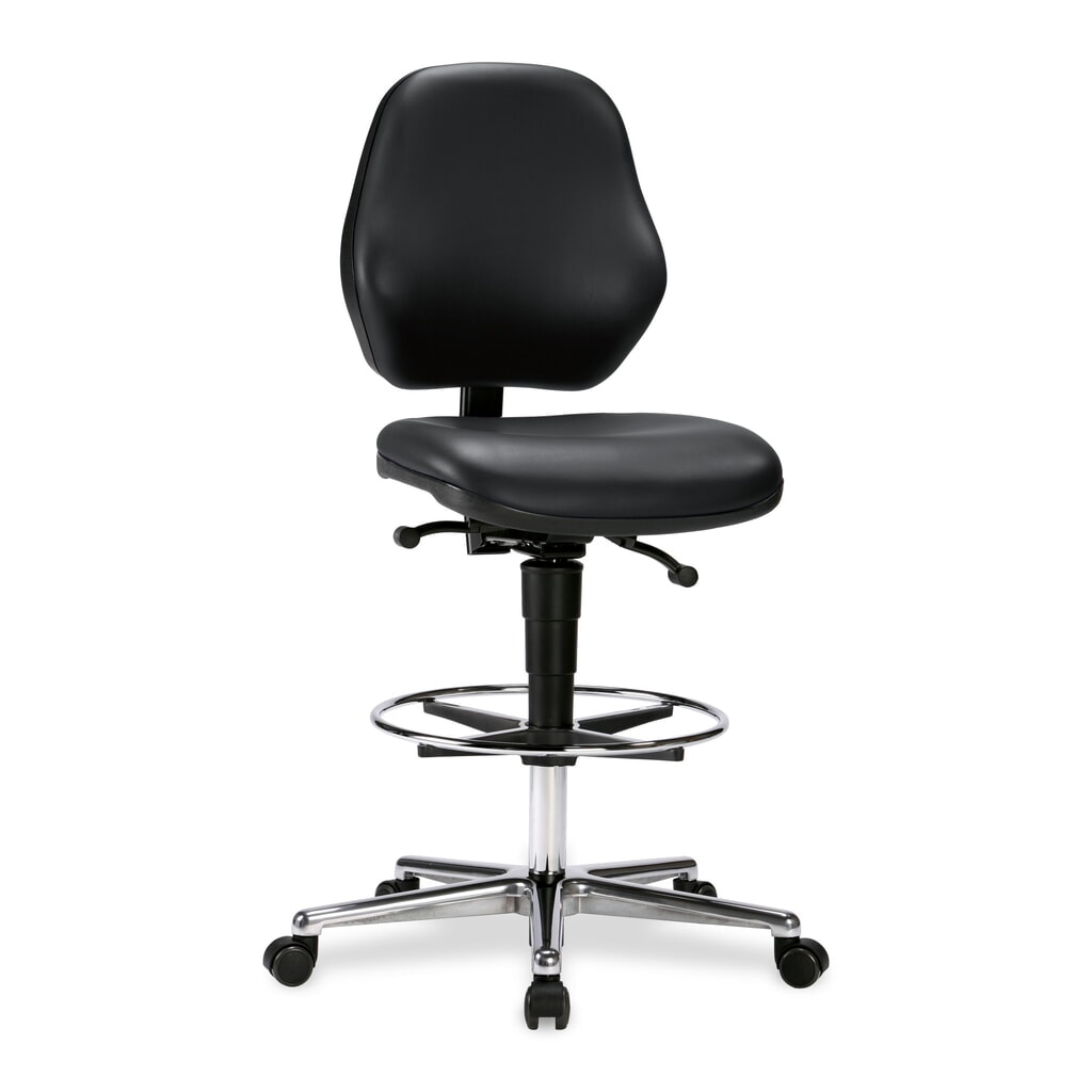 Product afbeelding: Werkkruk bimos Smart met zitstopwielen, kunstleer, zithoogte 660-910 mm, voetring, zwart
