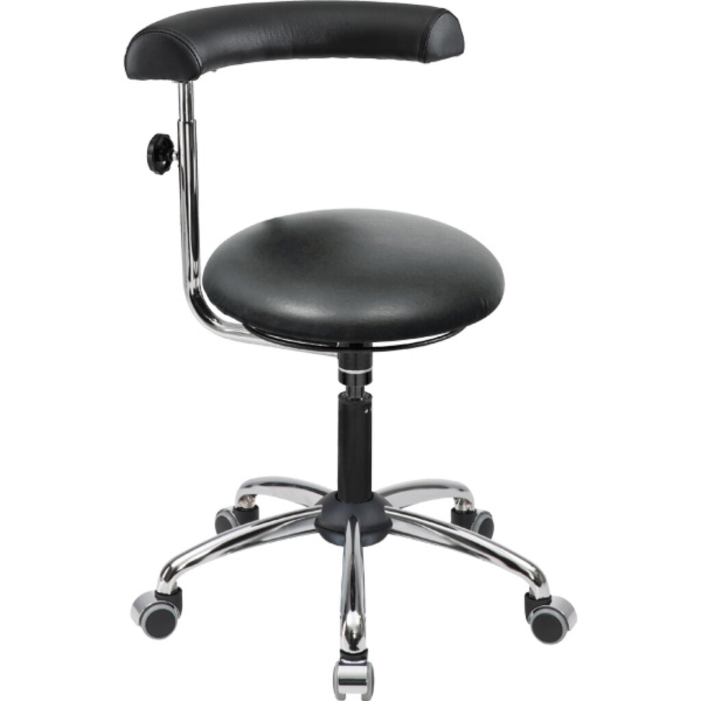 Product afbeelding: Werkkruk Comfort-Hocker, ronde zitting van kunstleer, zithoogte 425-500 mm, wielen