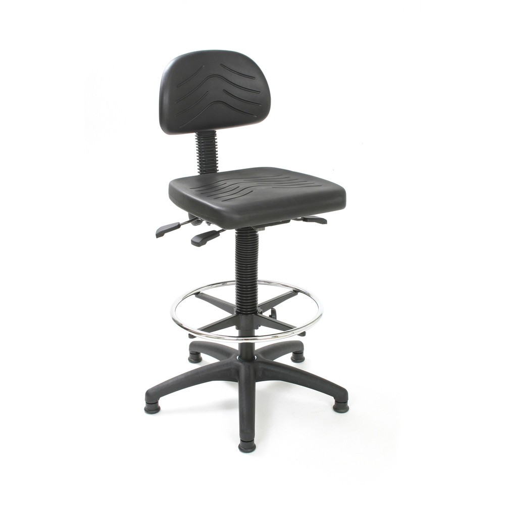 Productafbeelding nr. 1: HEMMDAL Werkdraaistoel Easy polyurethaan, zithoogte 510-710 mm, kunststof onderstel, vloerglijders, voetring