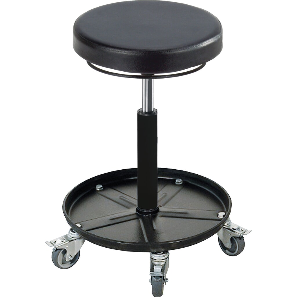 Werkkruk meychair, met ronde PU zitting, zithoogte 420-550 mm, met schaalvoet en vergrendelbare wielen Product afbeelding: Werkkruk meychair, met ronde PU zitting, zithoogte 420-550 mm, met schaalvoet en vergrendelbare wielen