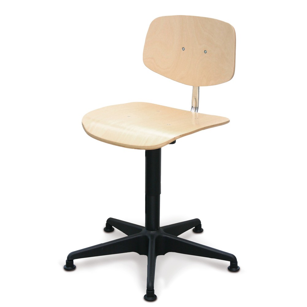 Product afbeelding: Werkkruk Uno beuken, zithoogte 430-560 mm, kunststof onderstel, vloerglijders