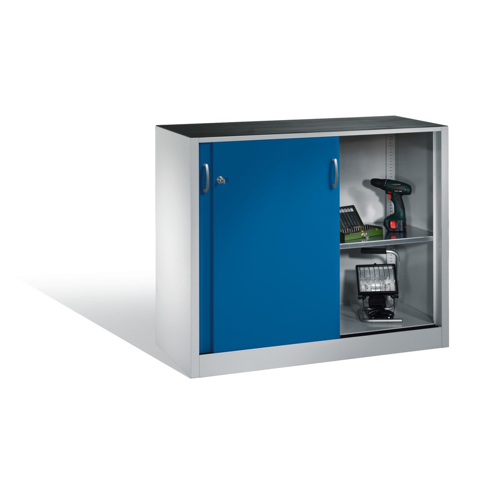 Productafbeelding nr. 5: Werkplaatsbijzetkast C+P met 1 legbord, hxbxd 1.000 x 1.200 x 400 mm, lichtgrijs, gentiaanblauw
