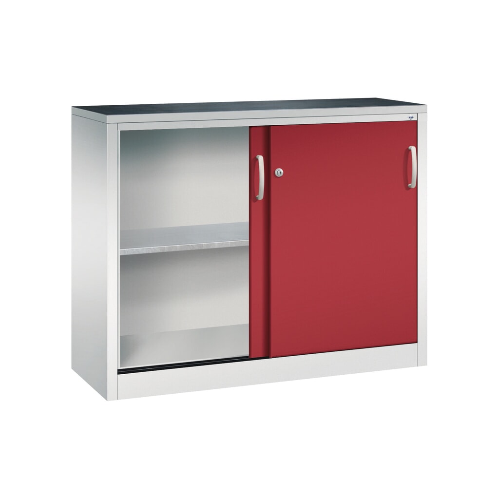 Werkplaatsbijzetkast C+P met 1 legbord, hxbxd 1.000 x 1.200 x 400 mm, lichtgrijs, robijnrood Productafbeelding nr. 4: Werkplaatsbijzetkast C+P met 1 legbord, hxbxd 1.000 x 1.200 x 400 mm, lichtgrijs, robijnrood