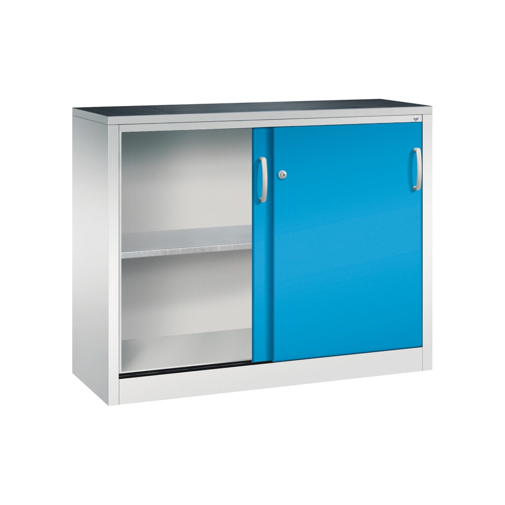 Werkplaatsbijzetkast C+P met 1 legbord, hxbxd 1.000 x 1.200 x 400 mm, lichtgrijs, lichtblauw Productafbeelding nr. 4: Werkplaatsbijzetkast C+P met 1 legbord, hxbxd 1.000 x 1.200 x 400 mm, lichtgrijs, lichtblauw