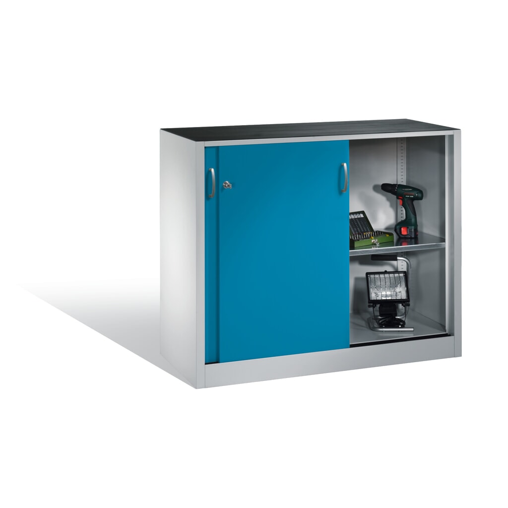 Werkplaatsbijzetkast C+P met 1 legbord, hxbxd 1.000 x 1.200 x 400 mm, lichtgrijs, lichtblauw Productafbeelding nr. 5: Werkplaatsbijzetkast C+P met 1 legbord, hxbxd 1.000 x 1.200 x 400 mm, lichtgrijs, lichtblauw