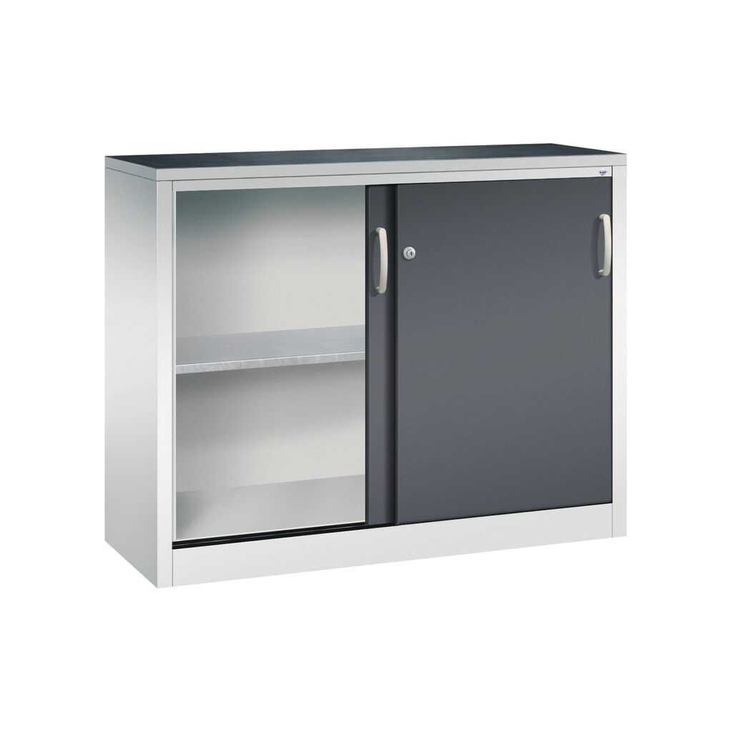 Werkplaatsbijzetkast C+P met 1 legbord, hxbxd 1.000 x 1.200 x 400 mm, lichtgrijs, zwartgrijs Productafbeelding nr. 4: Werkplaatsbijzetkast C+P met 1 legbord, hxbxd 1.000 x 1.200 x 400 mm, lichtgrijs, zwartgrijs