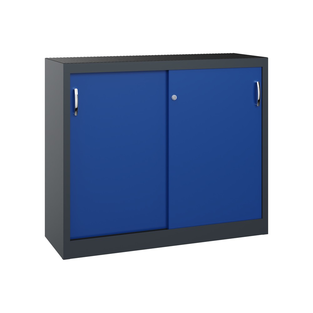 Productafbeelding nr. 1: Werkplaatsbijzetkast C+P met 1 legbord, hxbxd 1.000 x 1.200 x 400 mm, antracietgrijs, gentiaanblauw