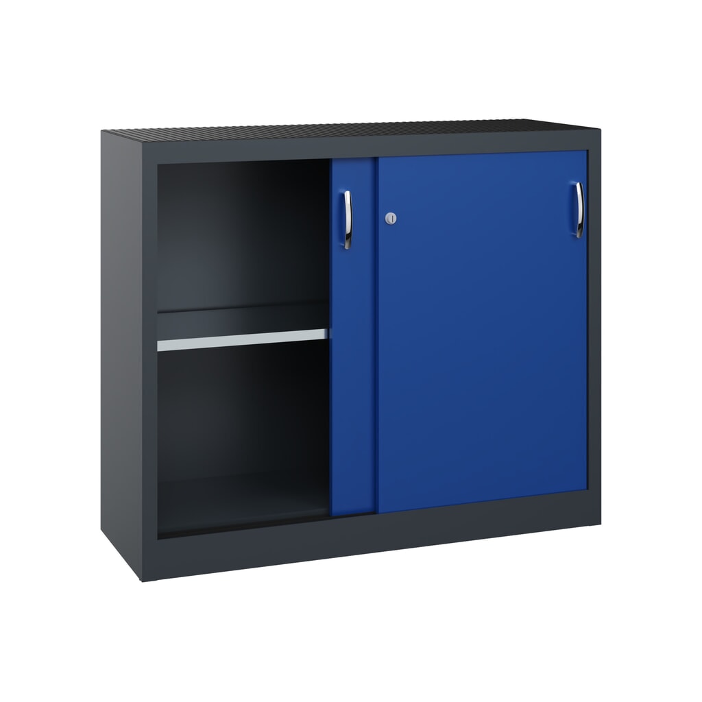 Werkplaatsbijzetkast C+P met 1 legbord, hxbxd 1.000 x 1.200 x 400 mm, antracietgrijs, gentiaanblauw Productafbeelding nr. 4: Werkplaatsbijzetkast C+P met 1 legbord, hxbxd 1.000 x 1.200 x 400 mm, antracietgrijs, gentiaanblauw