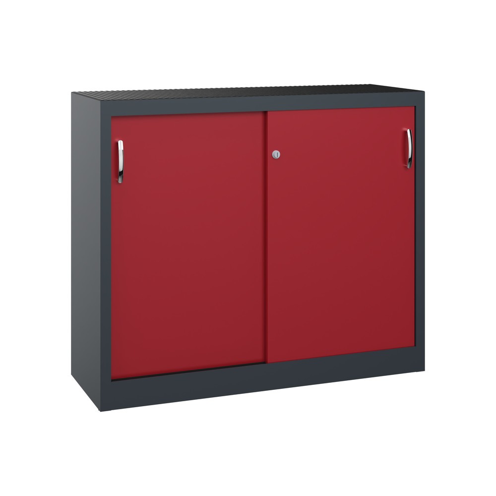 Productafbeelding nr. 1: Werkplaatsbijzetkast C+P met 1 legbord, hxbxd 1.000 x 1.200 x 400 mm, antracietgrijs, robijnrood