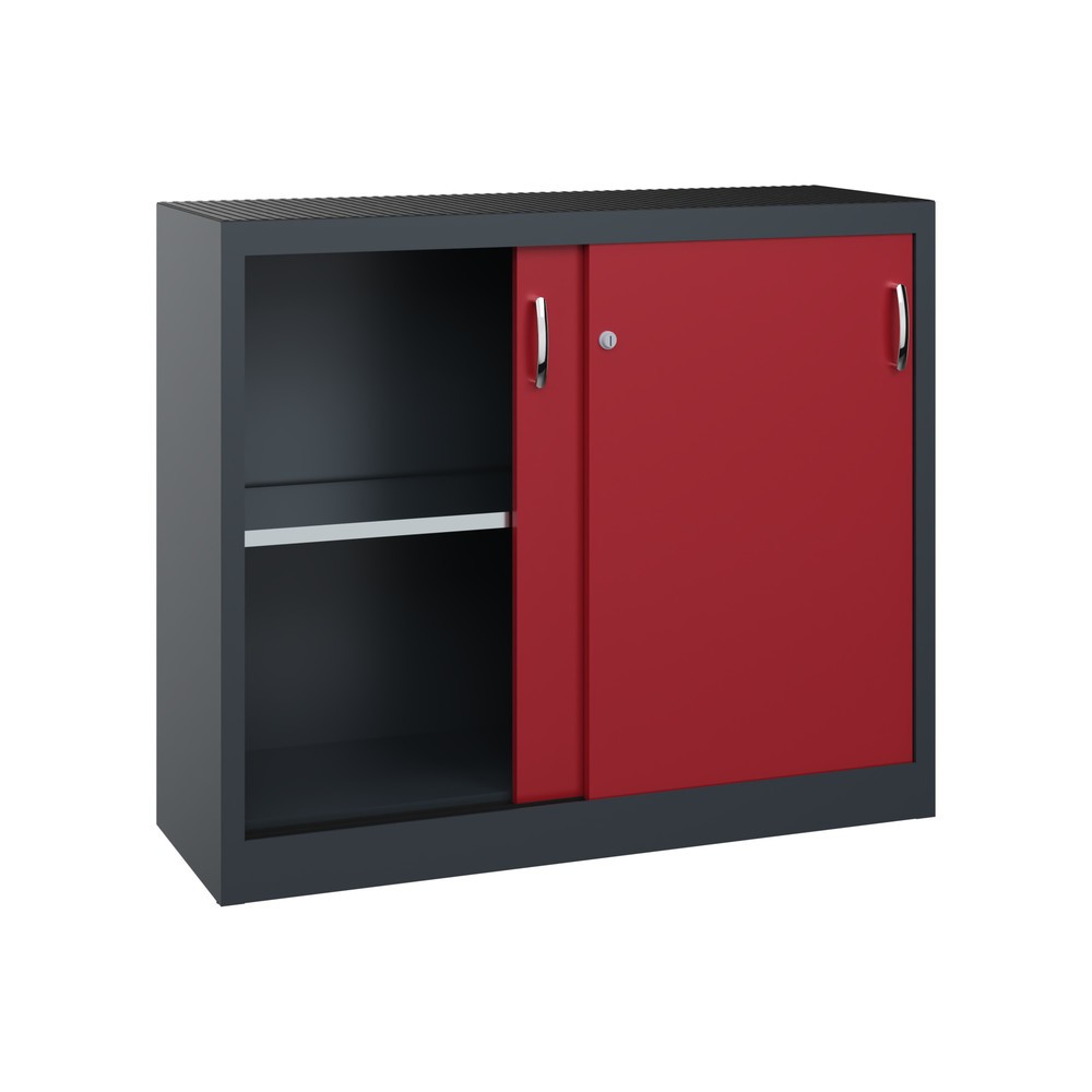 Productafbeelding nr. 4: Werkplaatsbijzetkast C+P met 1 legbord, hxbxd 1.000 x 1.200 x 400 mm, antracietgrijs, robijnrood