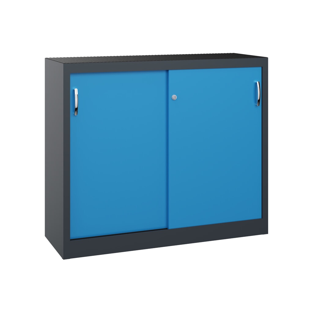 Werkplaatsbijzetkast C+P met 1 legbord, hxbxd 1.000 x 1.200 x 400 mm, antracietgrijs, lichtblauw Product afbeelding: Werkplaatsbijzetkast C+P met 1 legbord, hxbxd 1.000 x 1.200 x 400 mm, antracietgrijs, lichtblauw